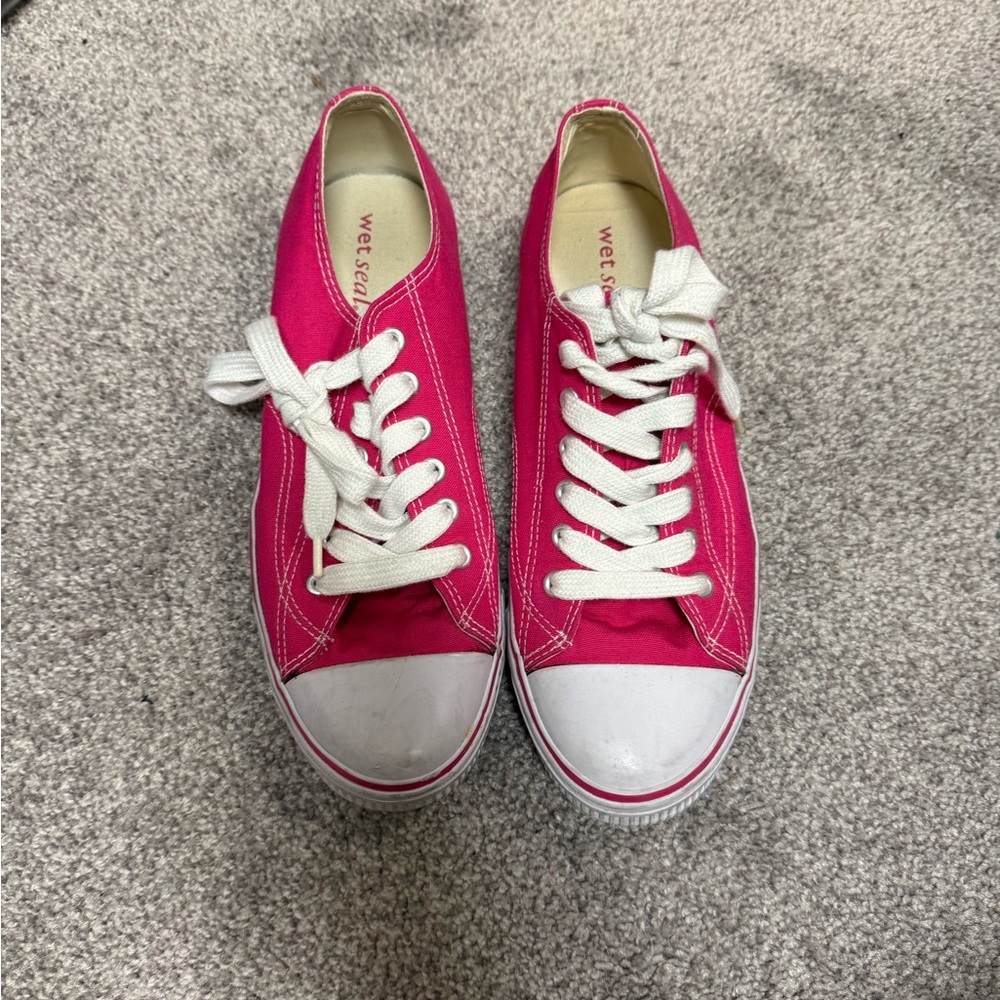 Wet Seal Fuchsia and White Canvas Sneakers